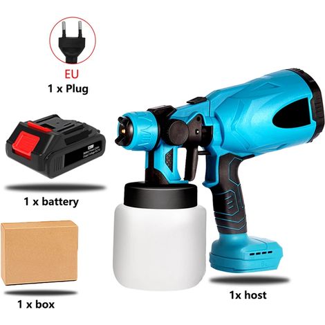Pistolet à peinture électrique 800ML, pulvérisateur sans fil, aérographe compatible avec batterie Makita 18V, 1 batterie (1/5)
