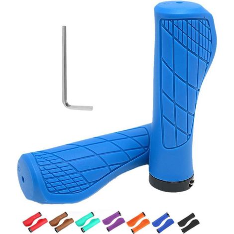 Ergonomische Fahrradgriffe für 22mm Lenker, rutschfest, blau (1/5)
