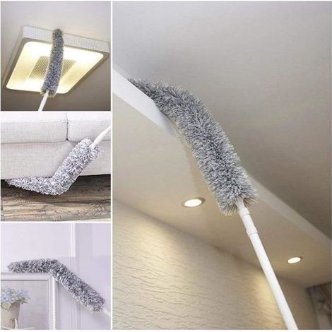 Plumeau Telescopique, Ménage Duster Plumeau, Nettoyage avec Manche Télescopique Extensible pour La Maison (60-179CM) Gris (1/3)