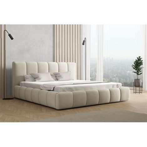 Polsterbett Doppelbett GIULIA Komplettset 160x200cm Stoff Magic Velvet Beige (1/3)