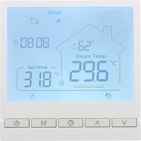 Thermostat Programmable - Hydraulic Floor Heating & Boiler (Dry Contact) - Humidity & Temperature Display - AC 230V 3A - Compatible with Round Case 60mm (1/5)