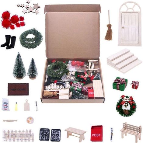 Petites figurines en bois pour maison de poupée sur le thème de Noël, pour répandre la joie des fêtes (1/4)