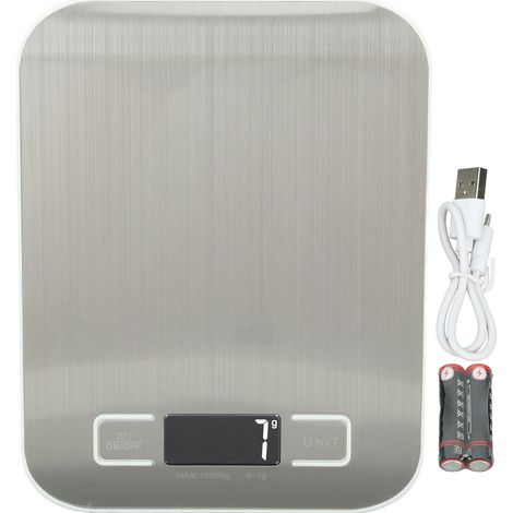 Wasserdichte, wiederaufladbare digitale Küchenwaage (10 kg) mit LCD-Display für Küche und Backen, 1 g Genauigkeit (1/5)