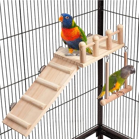 Perchoir à oiseaux avec balançoire et échelle, cage pour perruche A (1/5)