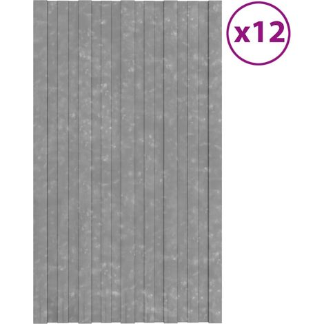 Vidaxl – Lot de 12 panneaux de toiture en acier galvanisé argenté 80x45 cm – Résistants aux intempéries – Faciles à installer et entretenir