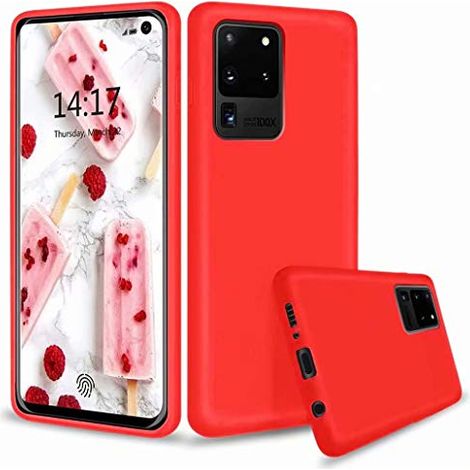 Hülle für Samsung Galaxy S20 Ultra Silikon Rot +1x Schutzfolie (1/5)