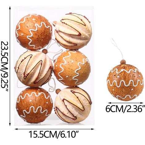 Boule De Noel - 60 mm - En Mousse Rigide - Personnage Pain D Epice - Pour Arbre De Noel Interieur - Lot De 12 (1/5)