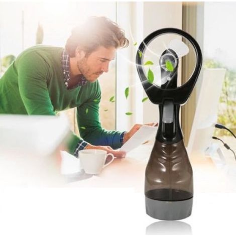 (Schwarz) Sprühnebelanlage + Ventilator – Tragbar – Schwarz – Batteriebetrieben – Höhe 28 cm – Gute Kapazität