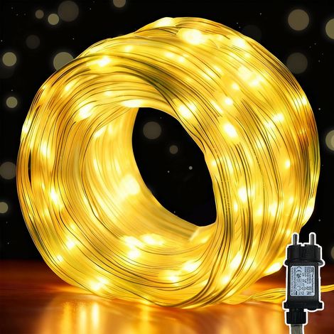 Guirlande Lumineuse Extérieure 10m 100LED, Guirlande Lumineuse Intérieur avec 8 Modes + 6/18 Timer, Corde Lumineuse Extérieure Décoration de Noël 31V pour Fête, Balcon, Multicolore (1/5)
