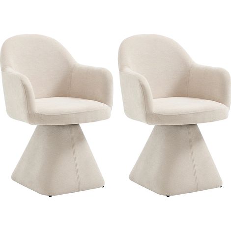 Lot de 2 chaises pivotantes avec accoudoirs en tissu - Beige - VALYRA (1/5)