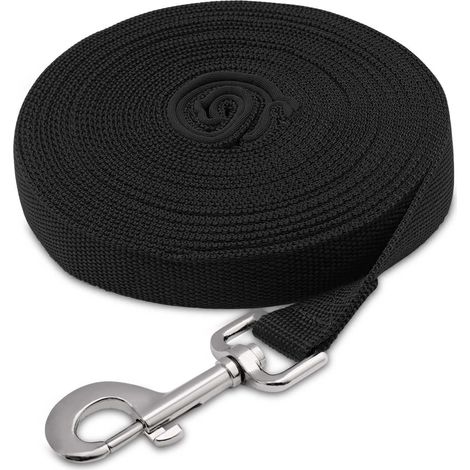 Guinzaglio lungo per cani, ideale per escursionismo, campeggio, addestramento, spiaggia - Nero (Nero, 20 m x 2,5 cm (65 piedi)) (1/5)