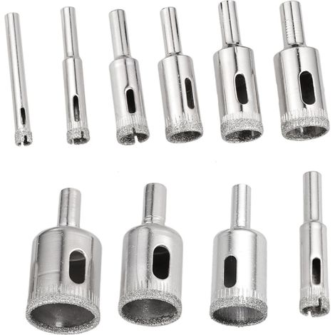 2 ensembles Jeu de Forets Diamant pour Verre et Céramique Multiples Kit Perçage Polyvalent pour Marbre Granit avec Perceuse Électrique Compatible (1/5)