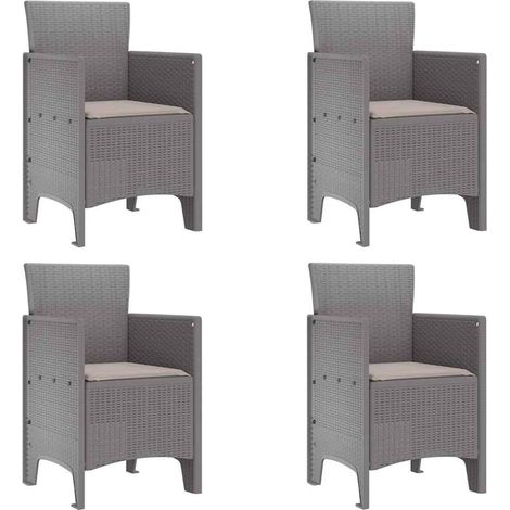 Chaise de jardin 4 lot de 2 Chaises d'extérieur Gris clair 53 x 49 x 85 cm Polypropylène (1/5)