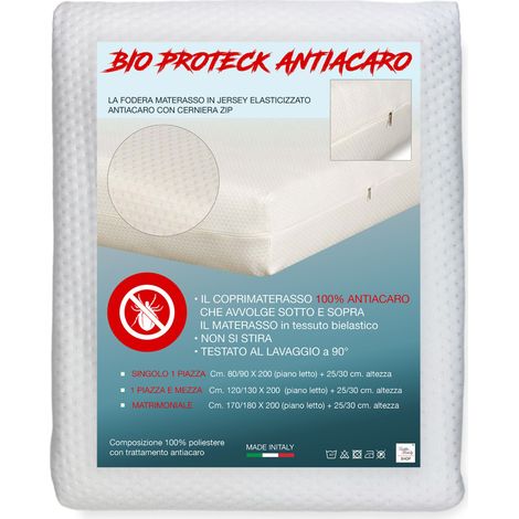 Fodera Materaso JERSEY Elasticizzato ANTIACARO Con CERNIERA ZIP 2 PIAZZE