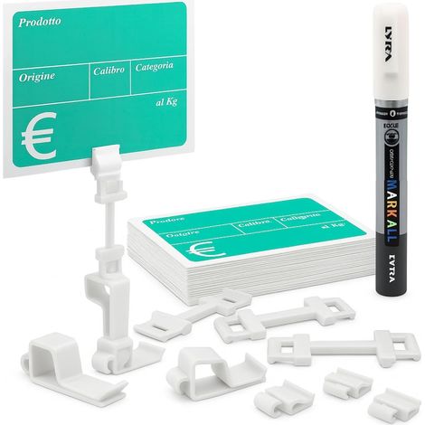 KIT 25 Cartellini segnaprezzo per banco Ortofrutta in PVC con supporti e pennarello - 25 segnaprezzi verdi per alimenti (1/5)