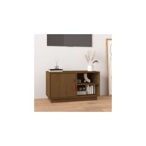 Meuble TV Marron miel 70x34x40 Bois de pin massif (1/5)