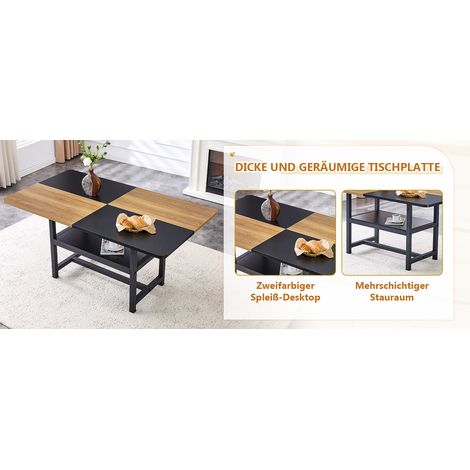 Ensemble table à manger rectangulaire 160 cm avec rangement et 4 chaises en PU noir (1/5)
