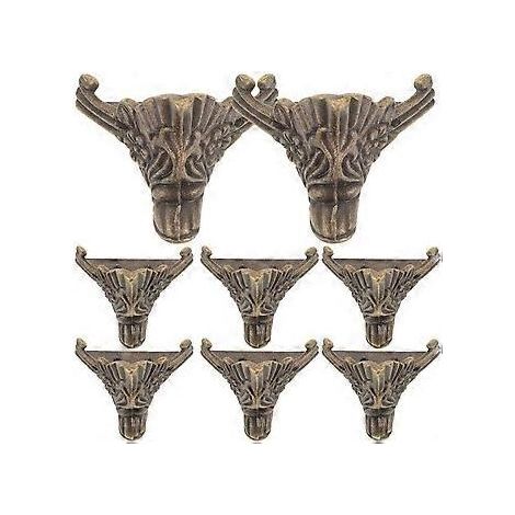 Lot de 8 pieds de boîte à bijoux antiques, pieds de protection d'angle, pieds anciens (1/2)