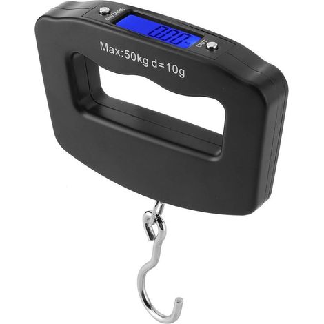 Balance de pêche numérique Balance de bagages 110LB/50KG Balance de poids numérique électronique, crochet de suspension portable/grand écran LCD rétro-éclairé/pour cuisine, pêche,nourriture,expéditi (1/5)