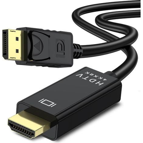 Câble DisplayPort vers HDTV 4K @ 30 Hz - 1,8 m - Unidirectionnel - Ordinateur DisplayPort vers moniteur HDTV - Pour jeux sur plusieurs écrans - Compatible avec écran, projecteur, HDTV-Chrom (1/5)