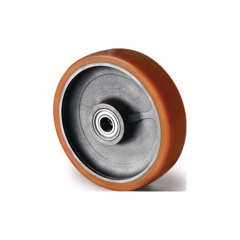 Rueda de repuesto D.160mm Cap.800kg Poliuretano/Fundición Eje-D.20mm Long.Buje 60mm TECWERK (1/2)