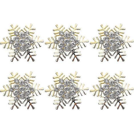 Set mit 6 Serviettenringen aus einer Legierung, Schneeflockenform, vielseitig verwendbar, ideal als Geschenk. (1/5)