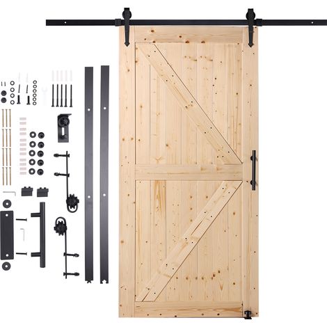 Mophorn Kit Ferramenta per Porta della Stalla 812,8 x 2133,6 mm Set Porta della Stalla Silenziosa, Cancello Scorrevole in Legno e Vetro, Guida a Pavimento 8 in 1, Maniglia della Porta, per Soggiorno (1/5)