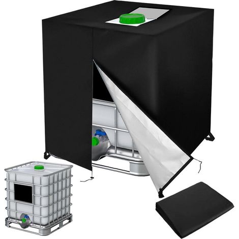 Housse pour cuve IBC 1000L, étanche, résistante aux UV, noire (1/5)