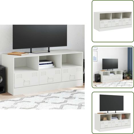 The Living Store TV-Schrank Weiß 99x39x44 cm Stahl - Schrank für Fernseher (1/5)