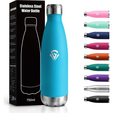 Gourde Inox 750ml, Gourde Isotherme sans BPA, Gourde Métal Réutilisable Étanche, Double Paroi, Bouteille Isotherme pour Adulte, Sport, École, Bureau, Gym, Yoga, Camping (1/5)