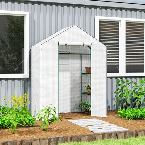 Foliengewächshaus mit Regalen Rolltür 143x74x190 cm OKMYHOME (1/5)