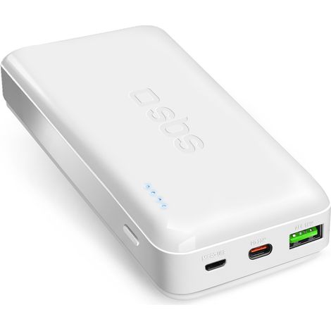 SBS Power Bank 20.000 Mah Ricarica Rapida Fino A 8 Volte Consecutive Bianco (1/5)
