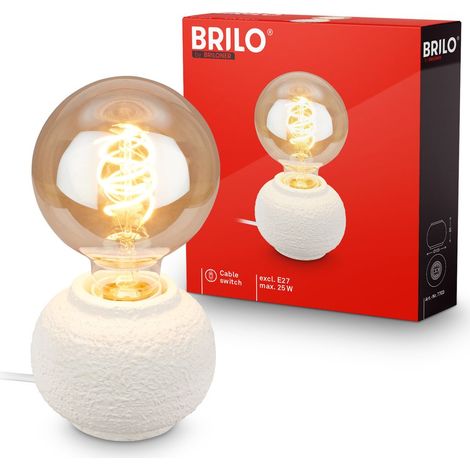 Briloner Lampe de table pied en céramique Ø10 x 8 cm douille E27 max. 25 W interrupteur sur le cordon blanc - Lampe de chevet pour salon chambre couloir (1/5)