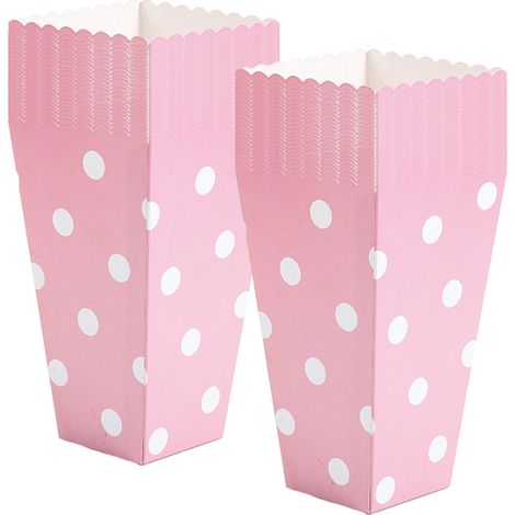 Boîte À Popcorn - Carton Blanc - 15,5 x 8,5 x 5,5 cm - Rose - Pour Fêtes Et En-Cas - 20 Pièces (1/5)