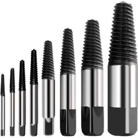 Extracteur de Vis Cassé Extracteur de Vis Multi-éclaté Kit Dureté en Acier Inoxydable Extracteur de Boulon de Vis Cassé Facile à Décoller Convient pour Enlever des Vis Endommagées (8pcs) (1/4)