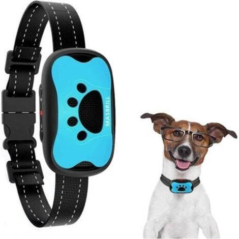 Collier Anti-aboiement Chien, Vibration et Bip Collier Anti-aboiement Dispositif pour Grand Moyen Petit Chiens, Réglable Collier Dressage Automatique 7 Niveaux de Sensibilité - Bleu (1/5)