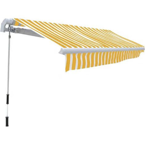 Tenda da Sole Tenda parasole Pieghevole Manuale 300 cm Gialla/Bianca (1/5)