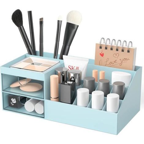 Organisateur de maquillage - - 24,5 x 12 x 9 cm - 2 tiroirs détachables - ABS et acrylique - Mixte (1/4)