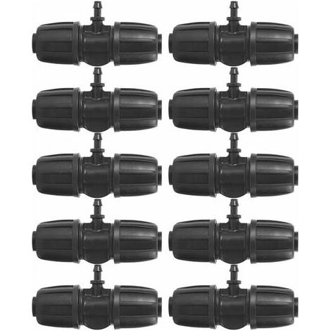 Connecteur en T barbelé de verrouillage de jardin 16mm à 4/7, connecteurs 10 pièces/ensemble pour tuyaux PE systèmes d'irrigation de jardin