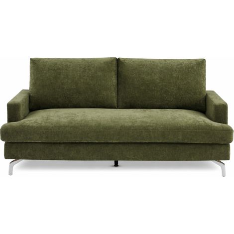 Canapé 3 places en tissu pieds chrome - Terracotta - Sophie