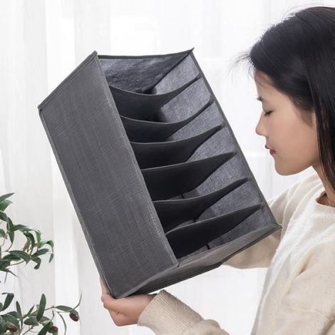 7 Boîte de rangement, séparateur tiroir, organisateur garde-robe, maille gris foncé, chambre à coucher (1/4)