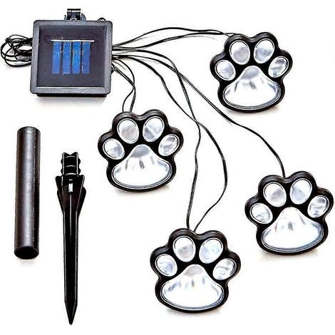 Lot de 4 lampes solaires LED en forme de griffes pour jardin, allée, pelouse, cour, décoration extérieure. Convient aux amoureux des animaux (chiens et chats). (1/5)
