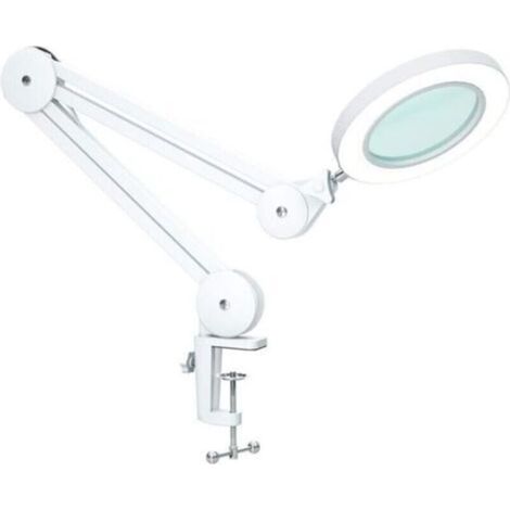 Lampe loupe, lampe de travail - avec lentille en verre 105 mm 5 dioptries, pince métallique, bras pivotant, lumières à intensité variable en mode 3 couleurs 16 watts blanc