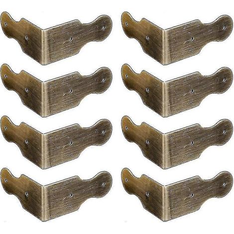 Lot de 8 équerres de protection d'angle en laiton pur pour bureau boîte à bijoux cadre photo (bronze antique 523008cm) (1/3)