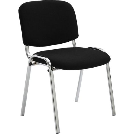 Silla de visita apilable para zona de espera en tela negra, base de 4 patas en metal cromado 100003374