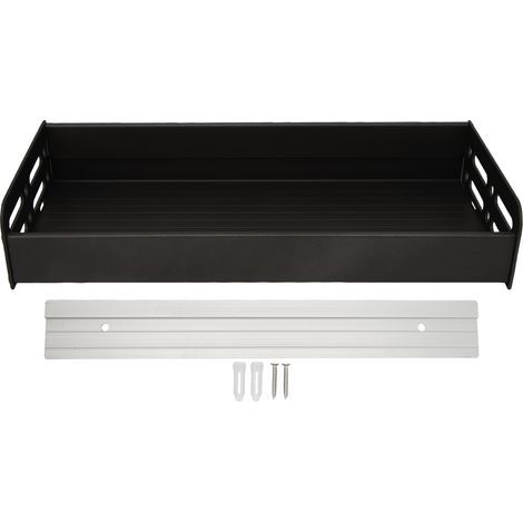 Étagère flottante murale décorative en aluminium spatial, pour cuisine, salle de bain, salon, chambre, noire (1/5)