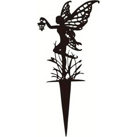 Paletti decorativi per piante da giardino delle fate, paletti in metallo per fate da giardino, statuette di fate magiche alate per decorazioni esterne, decorazioni rustiche per terrazze e balconi