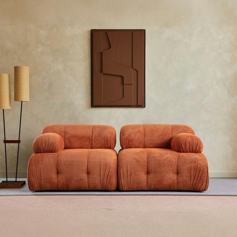 Canapé modulable 2 places rouille, assise profonde 190 cm ICA (1/5)