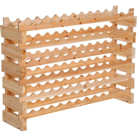 Scaffale Portabottiglie 6 Ripiani 72 Bottiglie 114x28x80 cm in Legno di Pino (1/5)