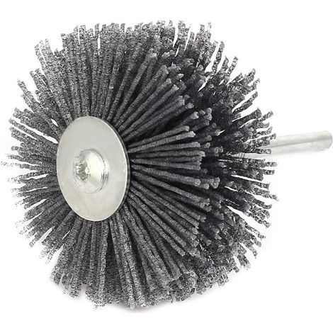 6mm Schaft 80mm Dia Kopf 120 Körnung Schleifscheibe Bürstenschleifwerkzeug Gris (1/4)